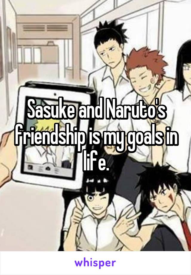 Sasuke and Naruto's friendship is my goals in life.