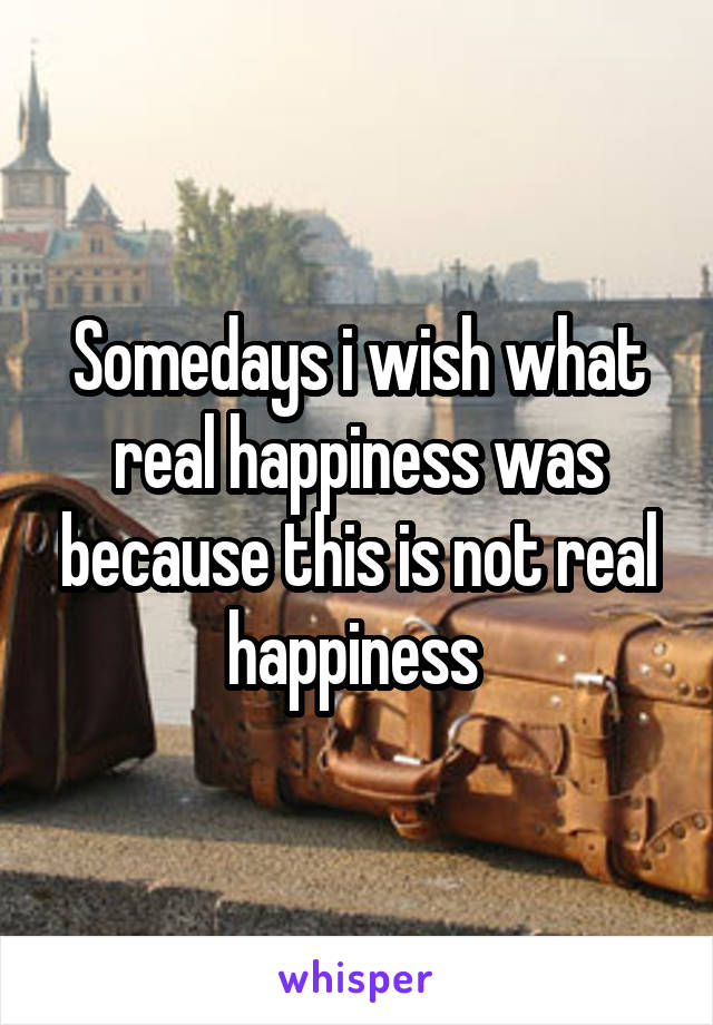 Somedays i wish what real happiness was because this is not real happiness 