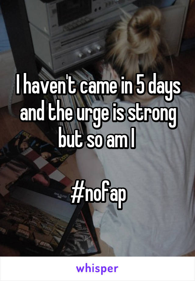 I haven't came in 5 days and the urge is strong but so am I 

#nofap