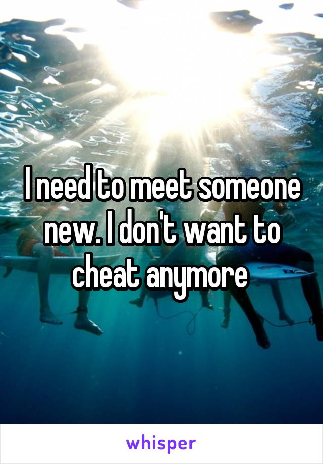 I need to meet someone new. I don't want to cheat anymore 