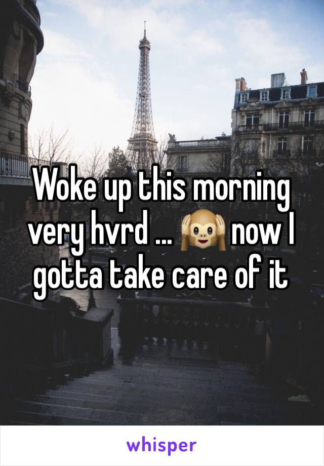 Woke up this morning very hvrd ... 🙉 now I gotta take care of it 