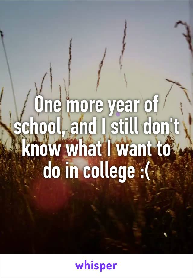 One more year of school, and I still don't know what I want to do in college :(