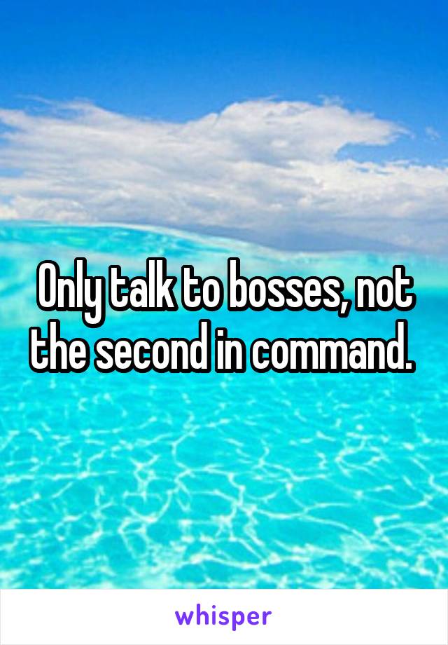 Only talk to bosses, not the second in command. 