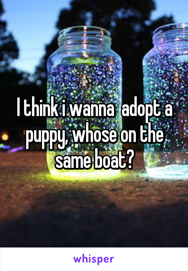 I think i wanna  adopt a puppy, whose on the same boat?