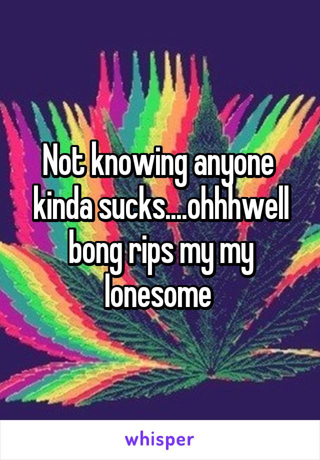 Not knowing anyone  kinda sucks....ohhhwell bong rips my my lonesome 