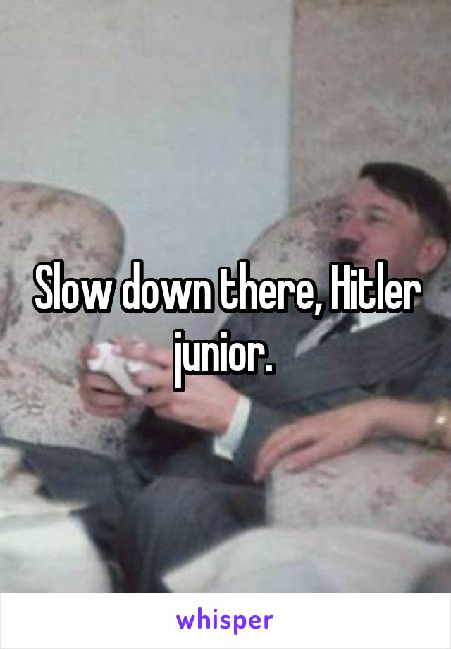 Slow down there, Hitler junior. 