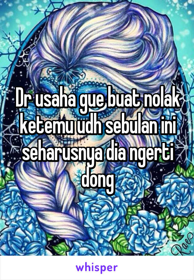 Dr usaha gue buat nolak ketemu udh sebulan ini seharusnya dia ngerti dong