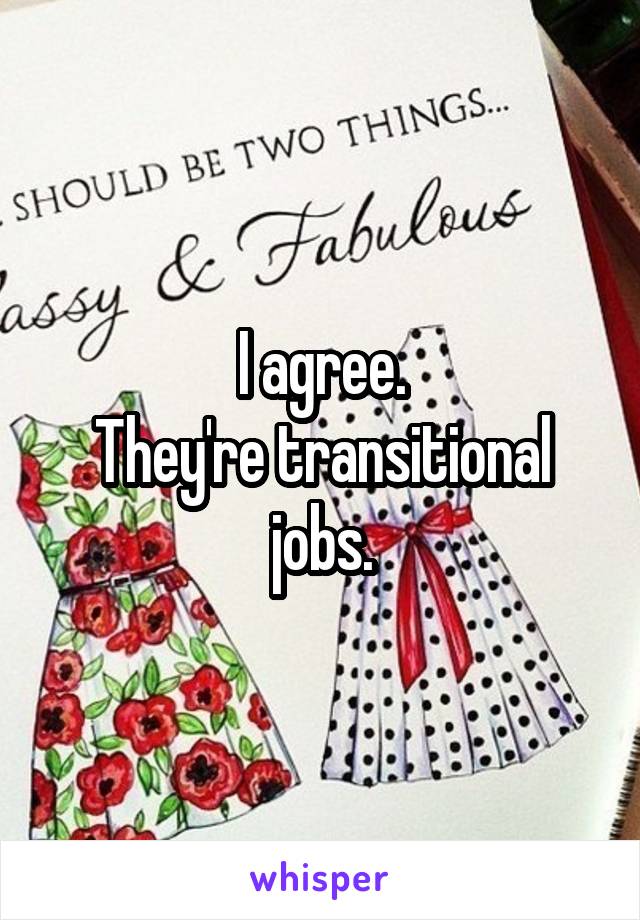 I agree.
They're transitional jobs.
