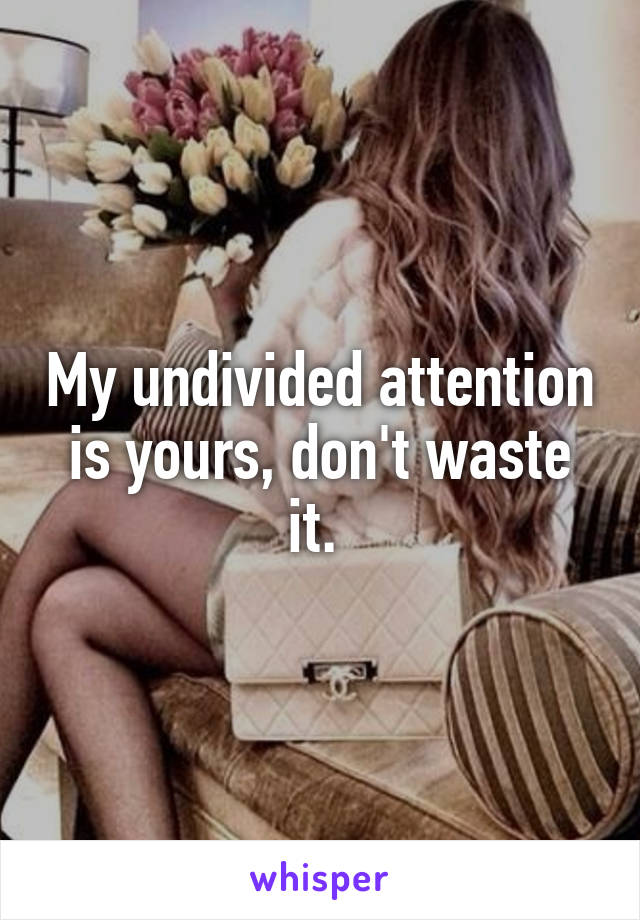 My undivided attention is yours, don't waste it. 