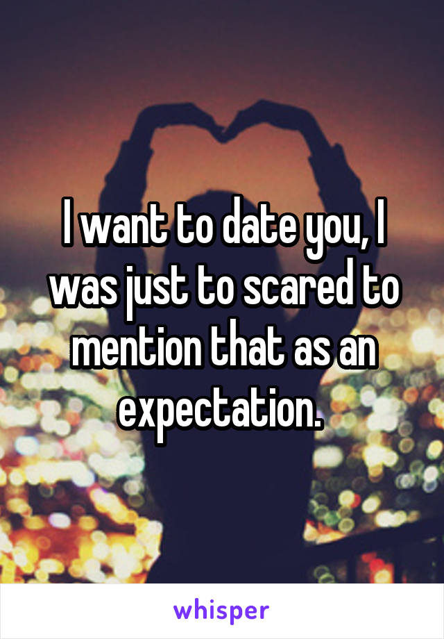 I want to date you, I was just to scared to mention that as an expectation. 