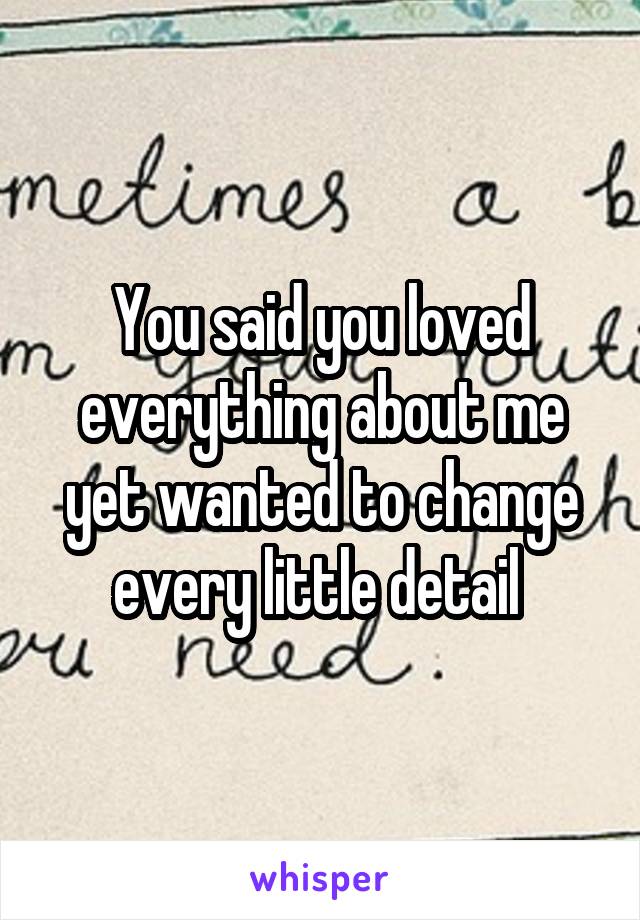 You said you loved everything about me yet wanted to change every little detail 