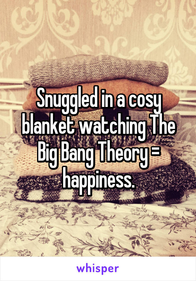 Snuggled in a cosy blanket watching The Big Bang Theory = happiness.