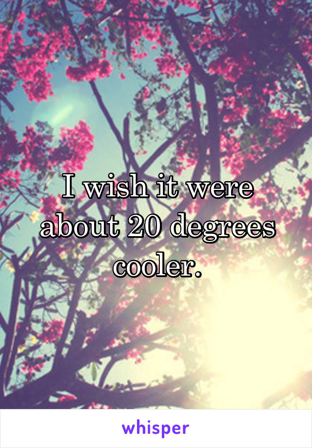 I wish it were about 20 degrees cooler.