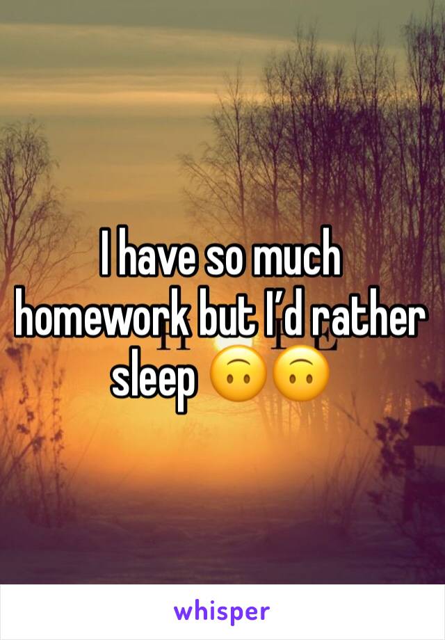 I have so much homework but I’d rather sleep 🙃🙃