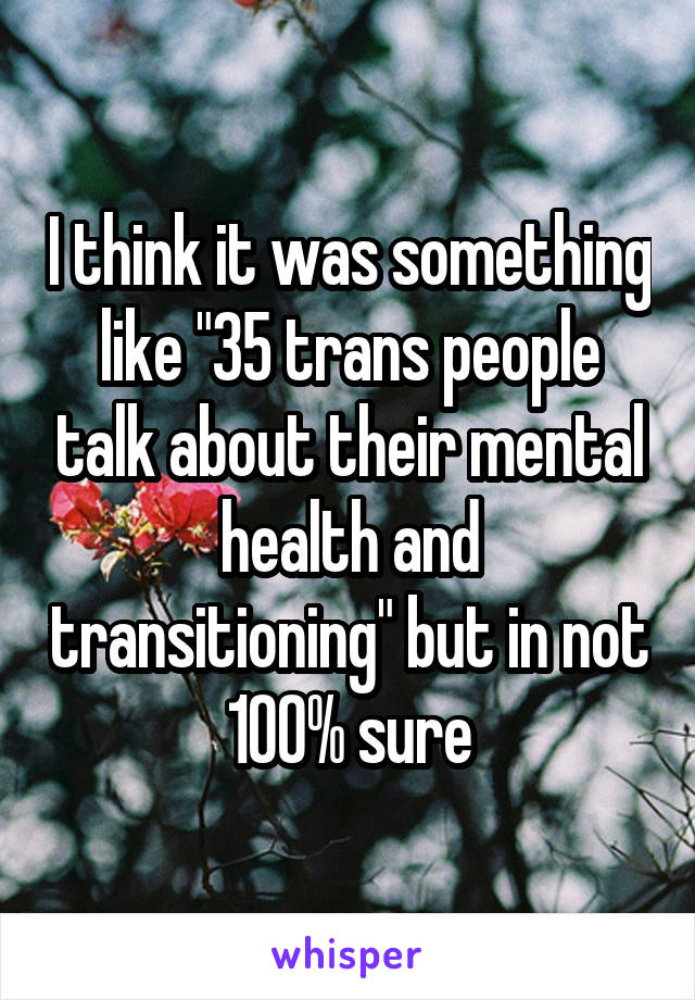 I think it was something like "35 trans people talk about their mental health and transitioning" but in not 100% sure