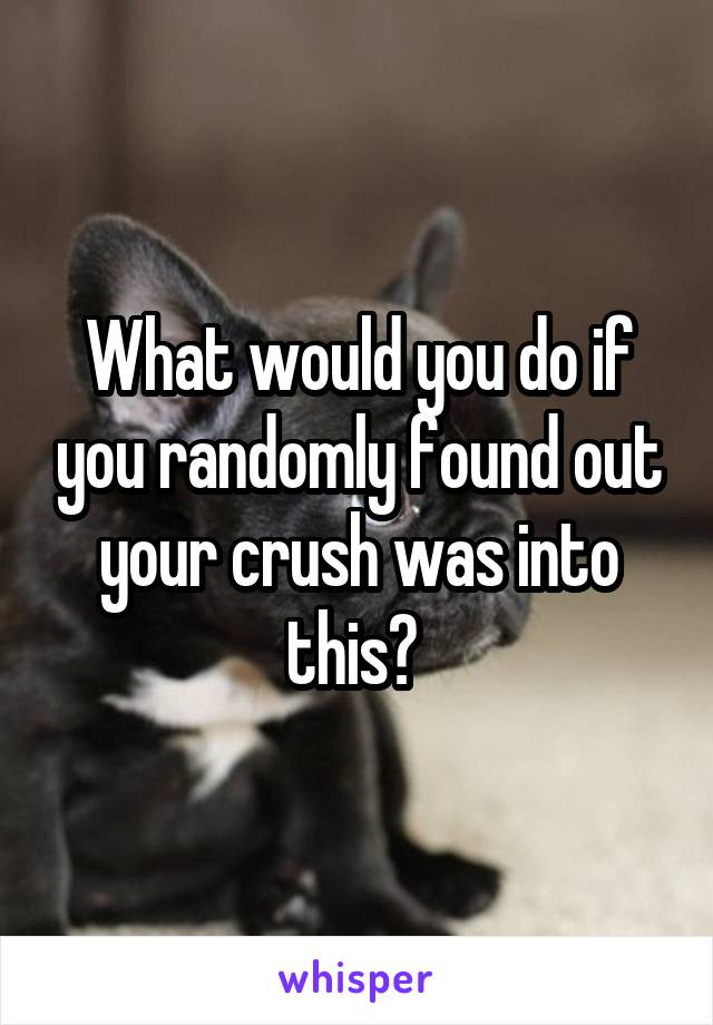 What would you do if you randomly found out your crush was into this? 