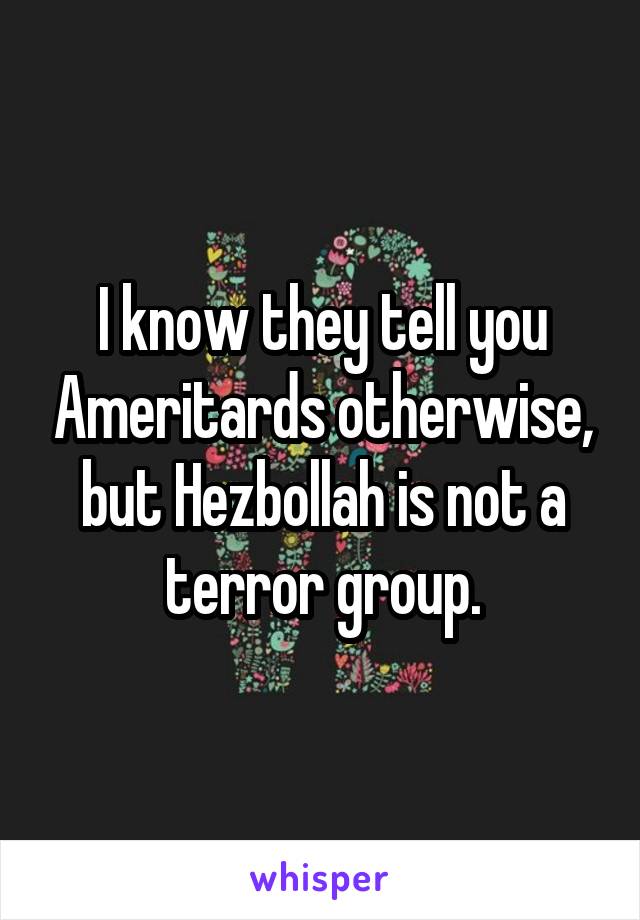 I know they tell you Ameritards otherwise, but Hezbollah is not a terror group.