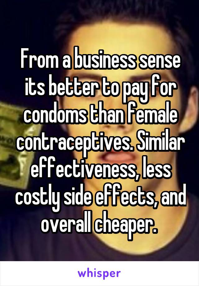 From a business sense its better to pay for condoms than female contraceptives. Similar effectiveness, less costly side effects, and overall cheaper. 