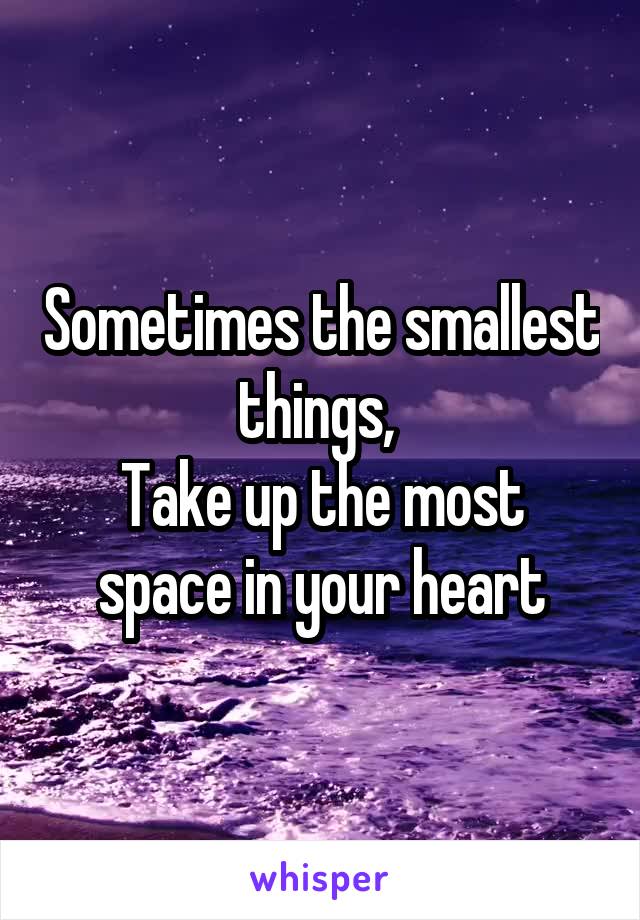 Sometimes the smallest things, 
Take up the most space in your heart