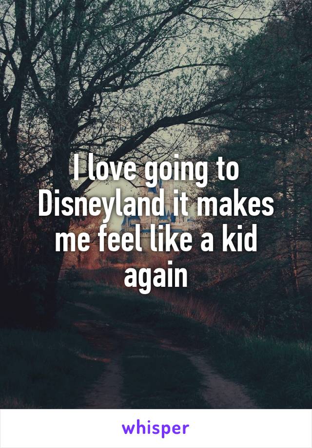 I love going to Disneyland it makes me feel like a kid again