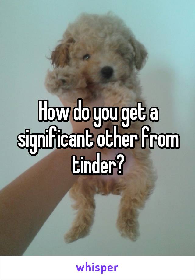 How do you get a significant other from tinder?