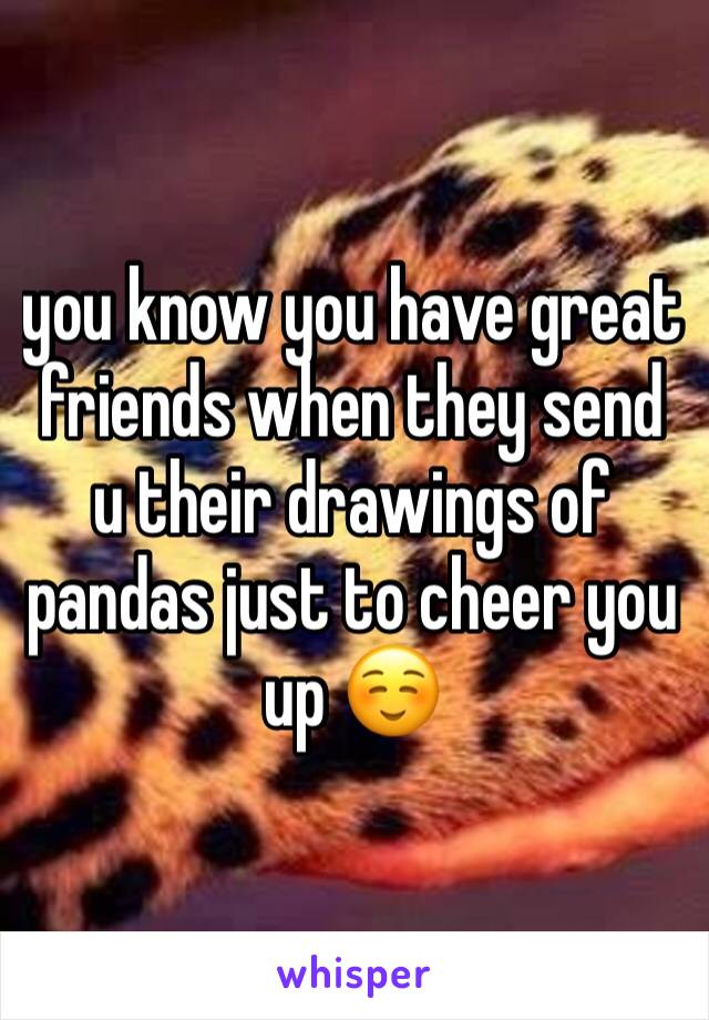 you know you have great friends when they send u their drawings of pandas just to cheer you up ☺️