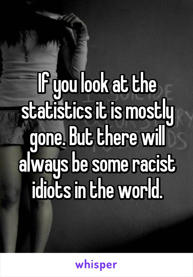 If you look at the statistics it is mostly gone. But there will always be some racist idiots in the world.