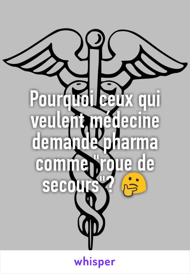 Pourquoi ceux qui veulent médecine demande pharma comme "roue de secours"? 🤔