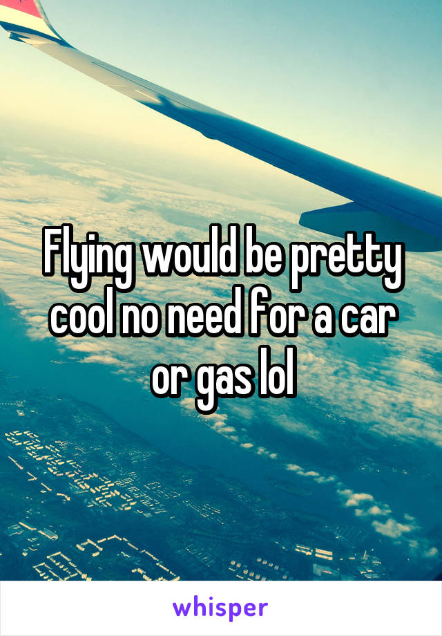 Flying would be pretty cool no need for a car or gas lol