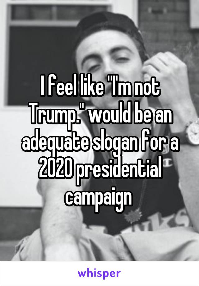 I feel like "I'm not Trump." would be an adequate slogan for a 2020 presidential campaign 