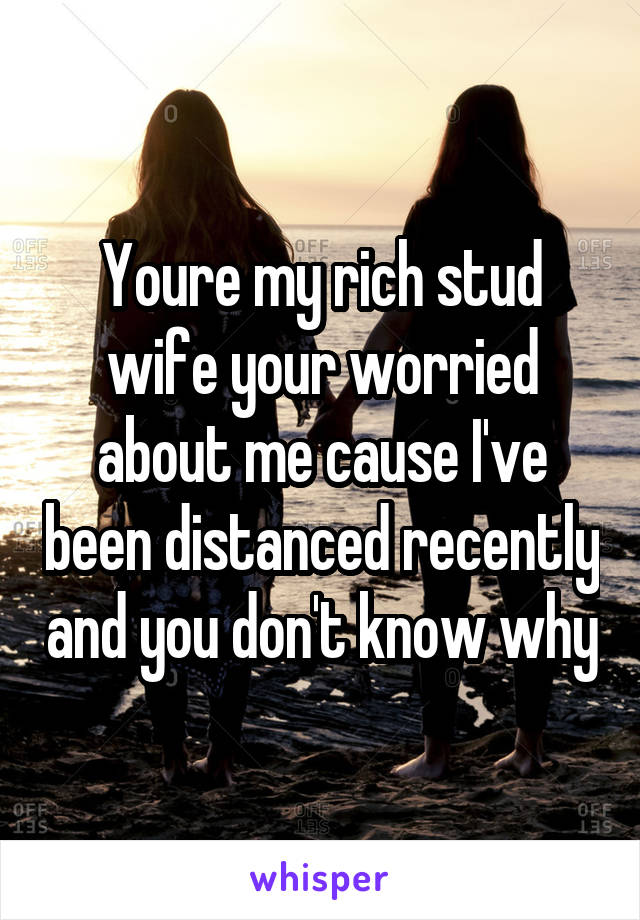 Youre my rich stud wife your worried about me cause I've been distanced recently and you don't know why