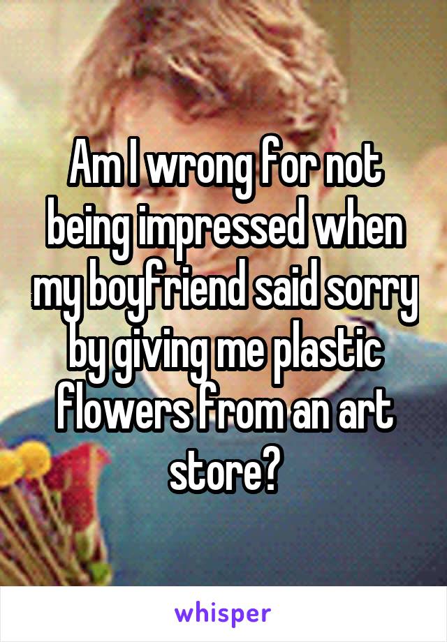 Am I wrong for not being impressed when my boyfriend said sorry by giving me plastic flowers from an art store?