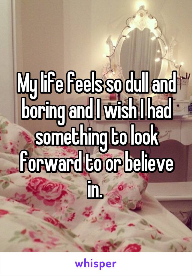 My life feels so dull and boring and I wish I had something to look forward to or believe in. 