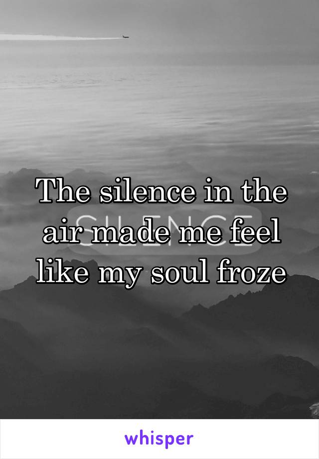 The silence in the air made me feel like my soul froze