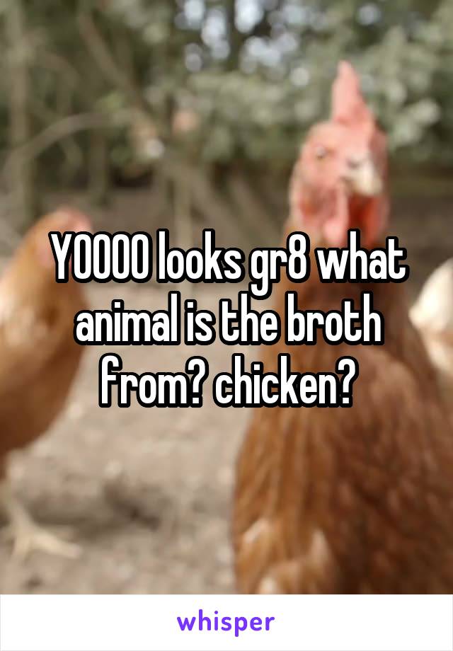 YOOOO looks gr8 what animal is the broth from? chicken?