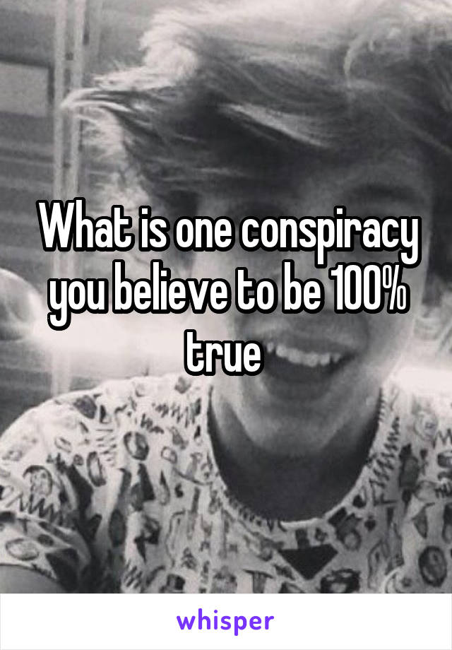 What is one conspiracy you believe to be 100% true 
