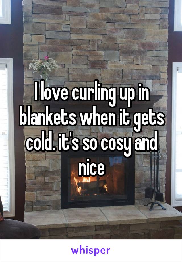 I love curling up in blankets when it gets cold. it's so cosy and nice