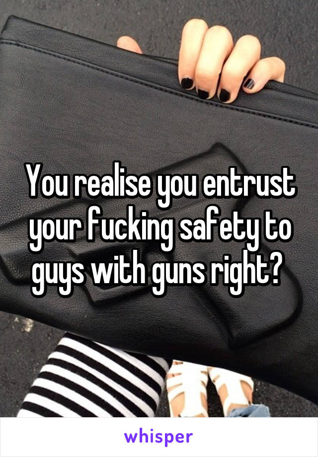 You realise you entrust your fucking safety to guys with guns right? 