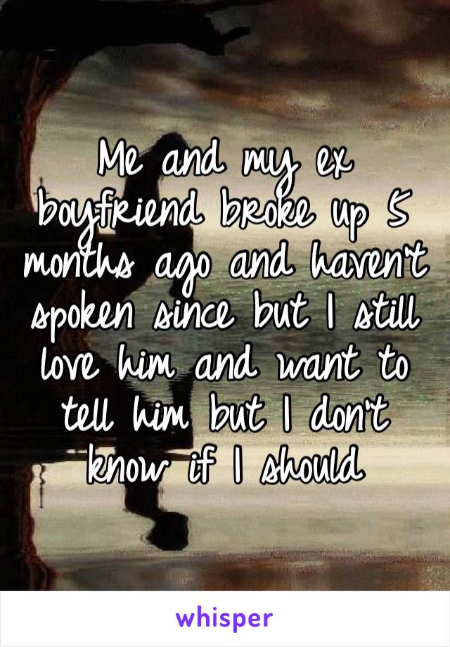 Me and my ex boyfriend broke up 5 months ago and haven’t spoken since but I still love him and want to tell him but I don’t know if I should 