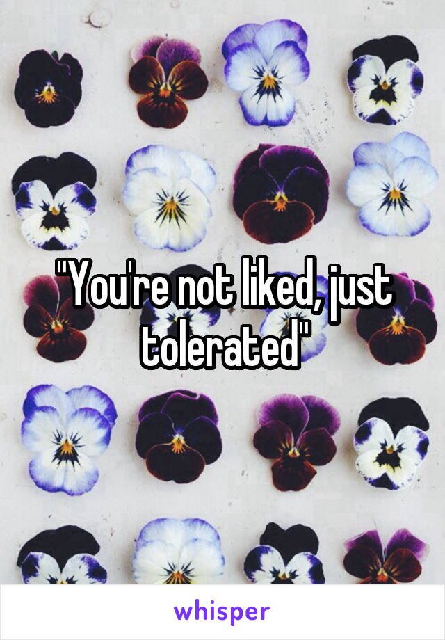 "You're not liked, just tolerated"