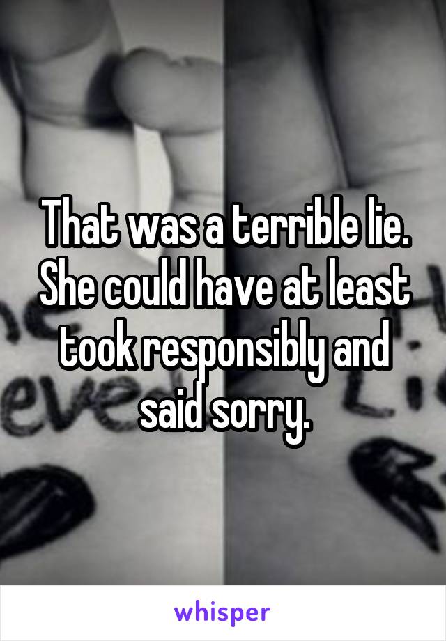 That was a terrible lie. She could have at least took responsibly and said sorry.