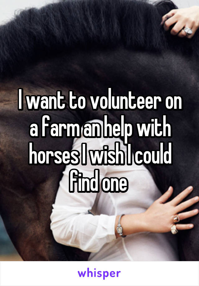 I want to volunteer on a farm an help with horses I wish I could find one 