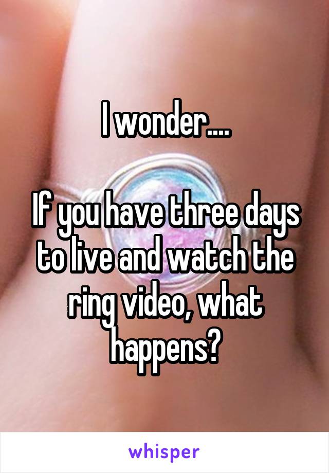 I wonder....

If you have three days to live and watch the ring video, what happens?