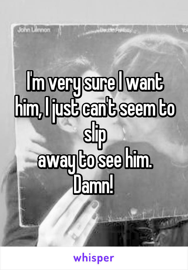 I'm very sure I want him, I just can't seem to slip
away to see him. Damn! 