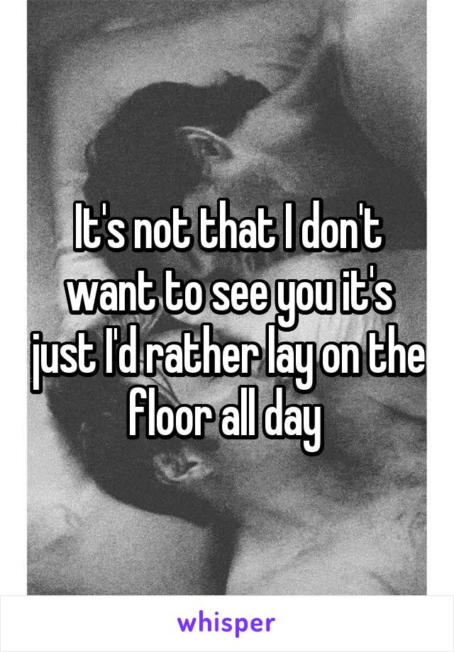 It's not that I don't want to see you it's just I'd rather lay on the floor all day 