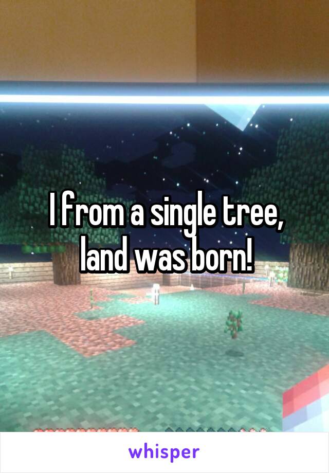 I from a single tree, land was born!