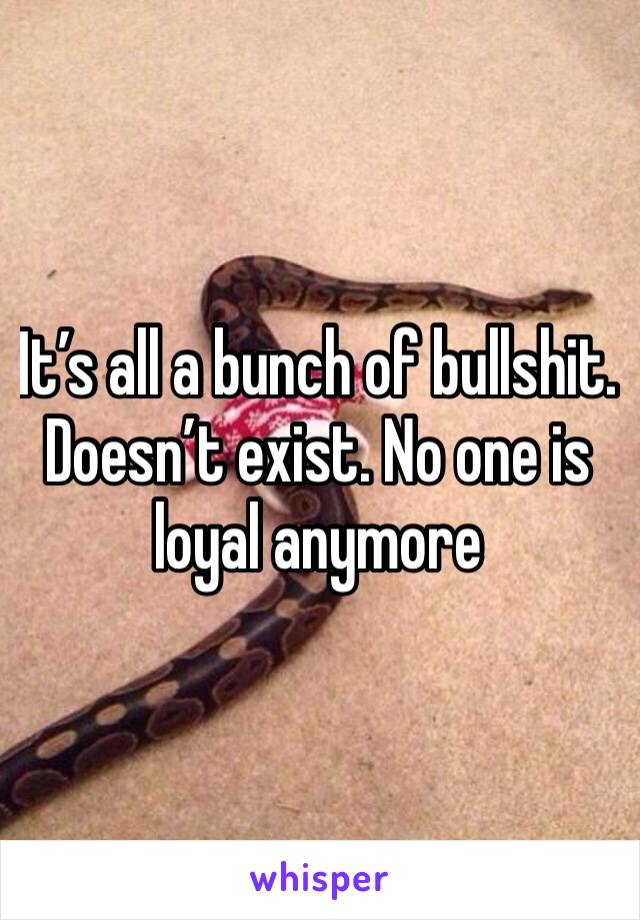 It’s all a bunch of bullshit. Doesn’t exist. No one is loyal anymore 