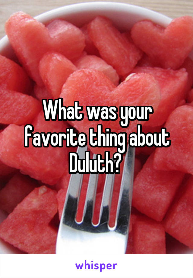 What was your favorite thing about Duluth? 