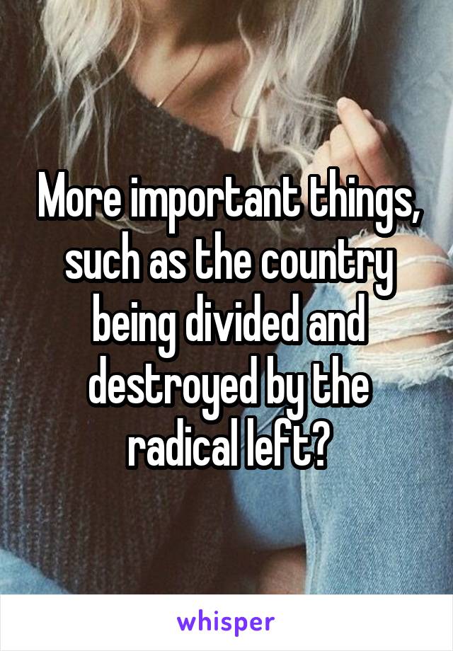 More important things, such as the country being divided and destroyed by the radical left?