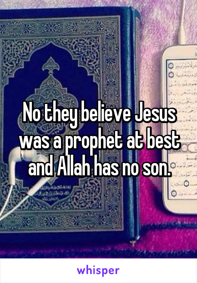 No they believe Jesus was a prophet at best and Allah has no son.